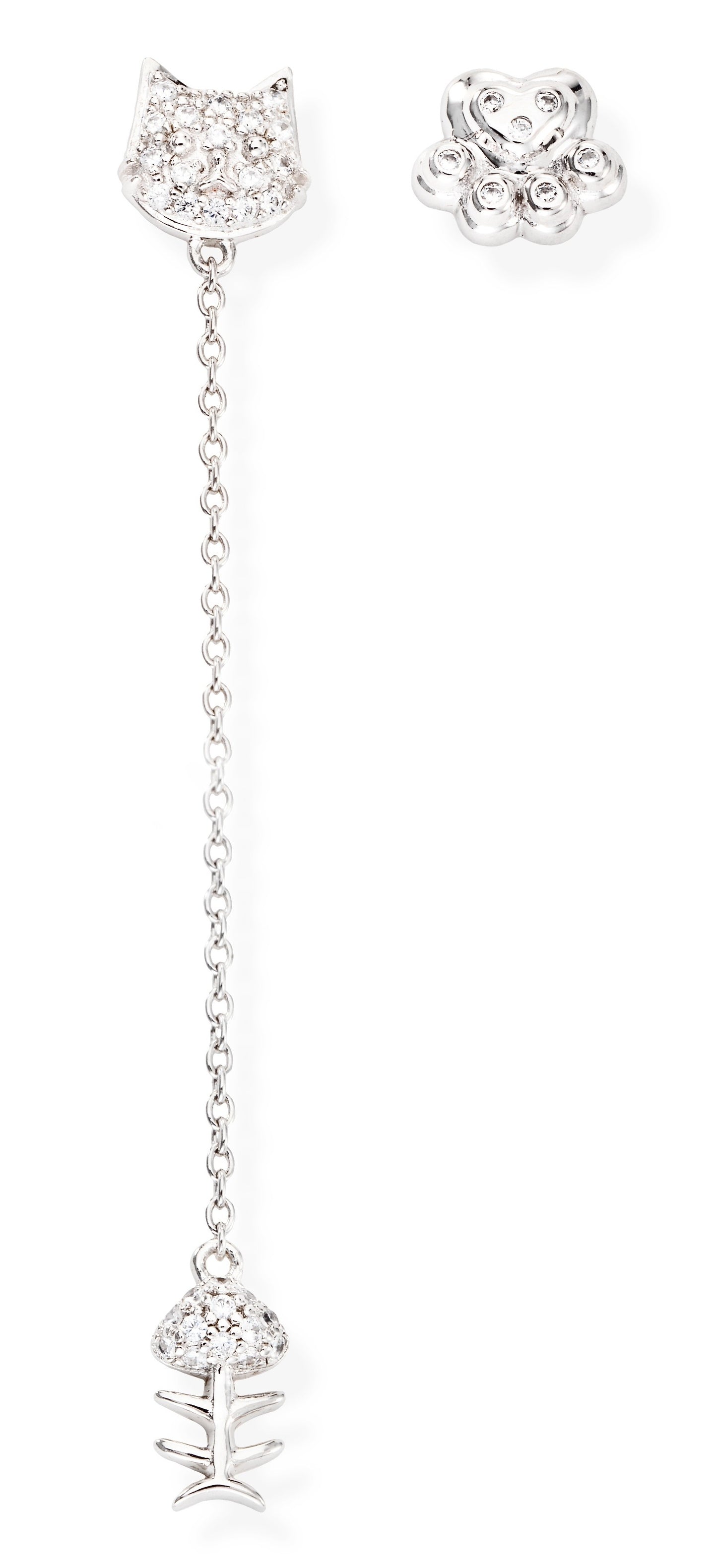 Earrings Kitten and Paw with Zirconia