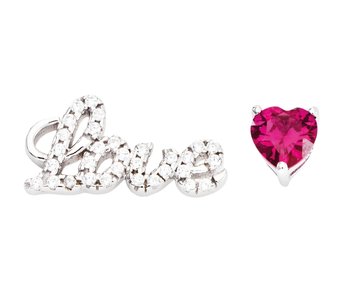 Earrings Love and Heart with Zirconia