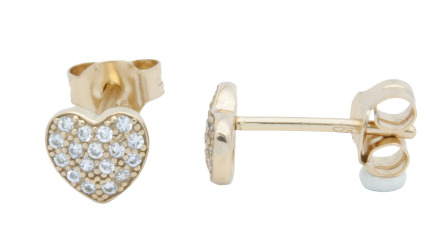 Earrings Heart with Zirconia in Red Plating