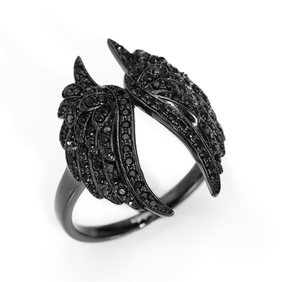 Ring Wings with Zirconia in Black Plating