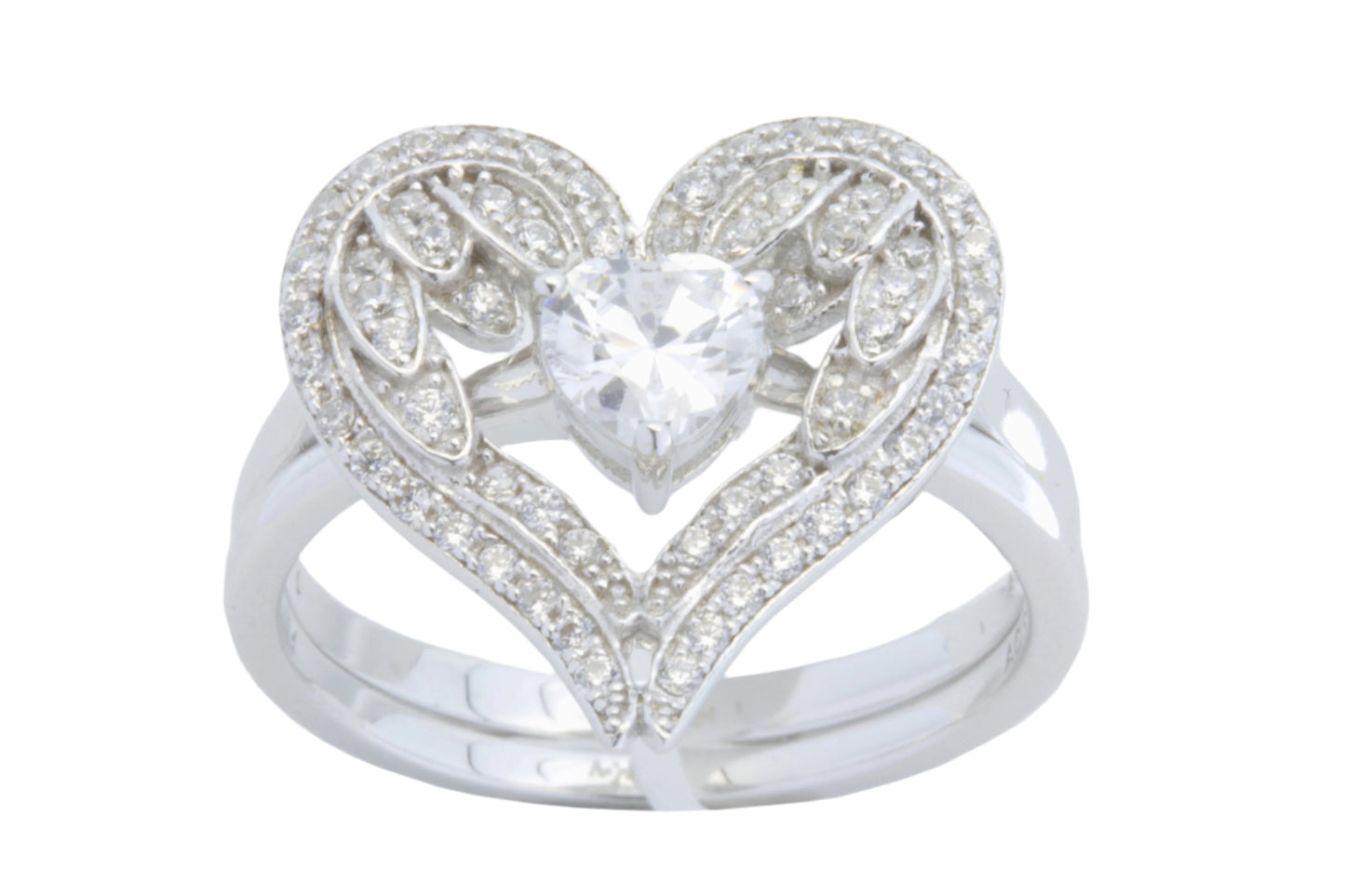 Ring Wings with Heart with Zirconia