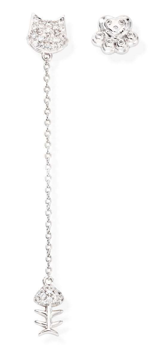 Earrings Kitten and Paw  with Zirconia