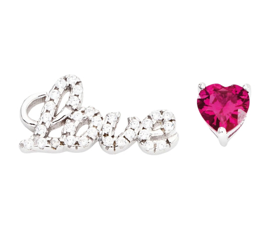 Earrings Love and Heart with Zirconia