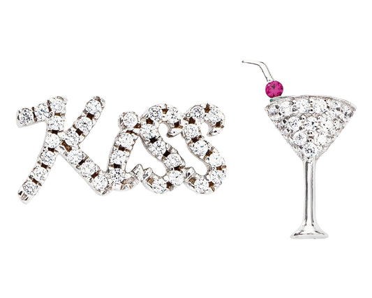 Earrings Kiss and Cocktail  with Zirconia