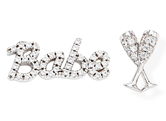 Earrings Babe and Wine Glass  with Zirconia