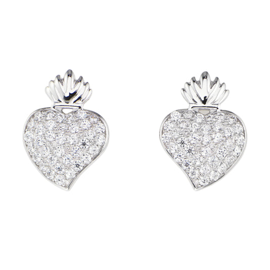 Earrings Sacred Heart with Zirconia