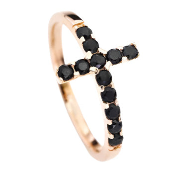 Cross ring with Black Zirconia in Red Plating