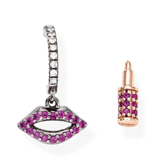 Earrings Kiss and Lipstick with Zirconia
