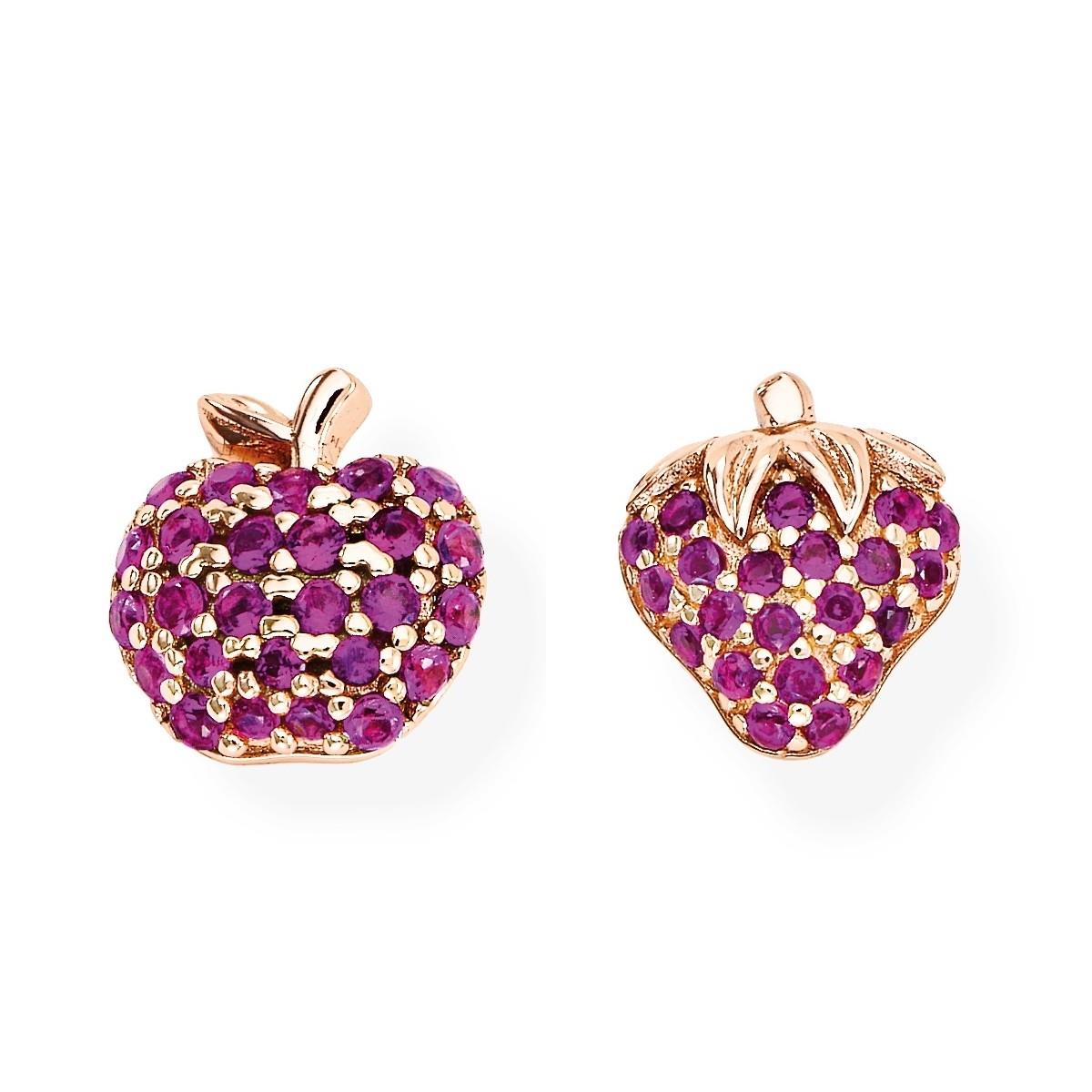 Earrings Apple and Strawberry with Zirconia