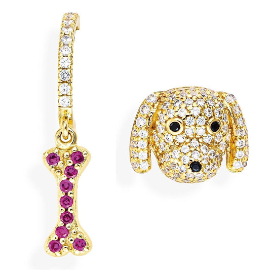 Earrings Bone and Dog  with Zirconia