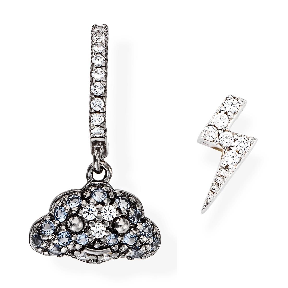 Earrings Cloud and Lightning  with Zirconia