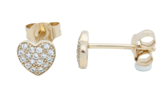 Earrings Heart with Zirconia in Red Plating