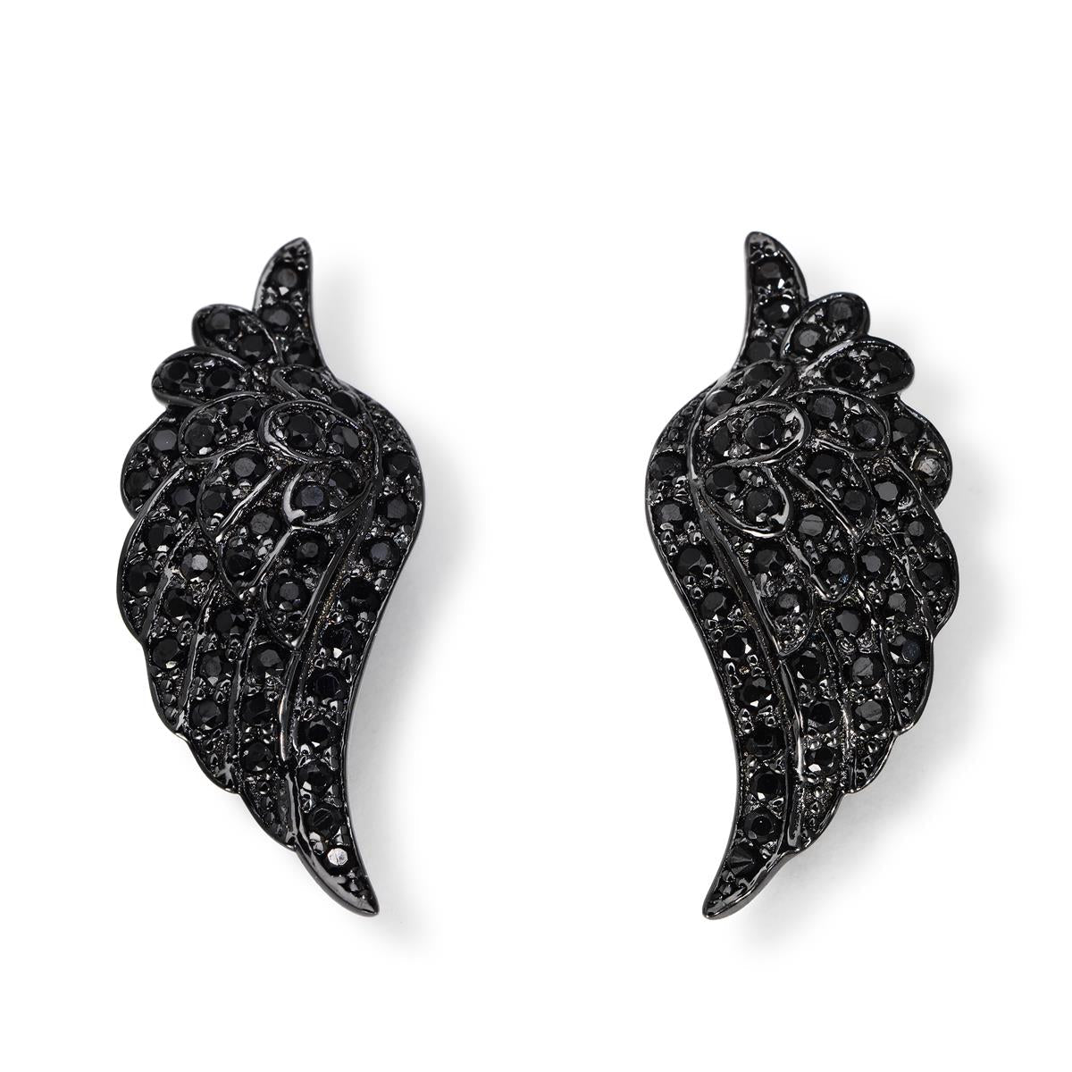 Earrings Wings with Zirconia in Black Plating