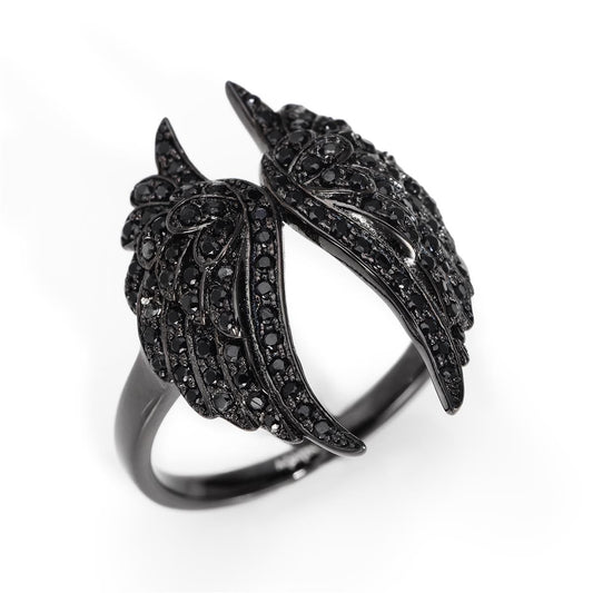 Ring Wings with Zirconia in Black Plating