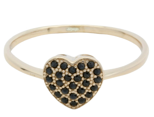 Ring Heart with Black Zirconia