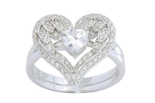 Ring Wings with Heart  with Zirconia